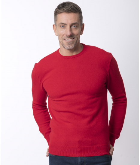 Pull Col Rond Homme Rouge Merinos cachemire Marcel